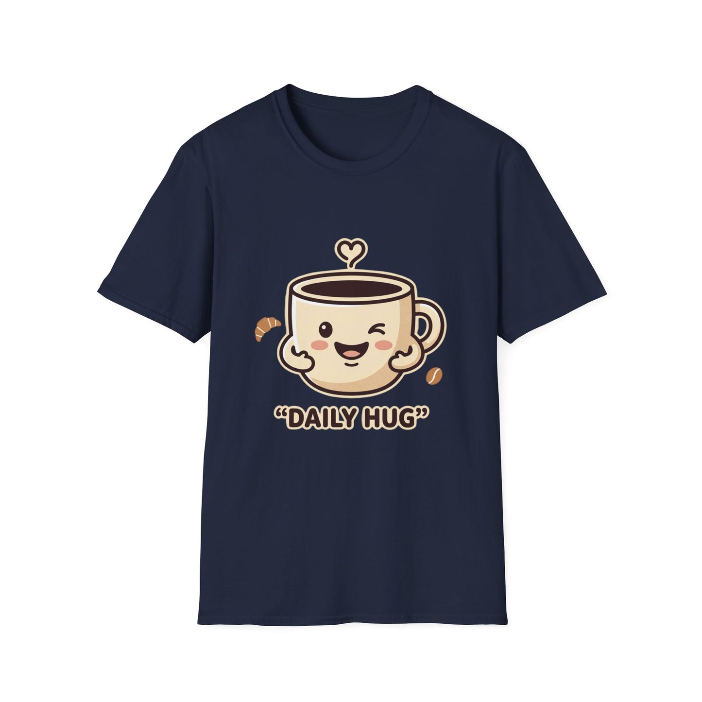 Coffee Cup T-Shirt — "Daily Hug" Cute Kawaii Coffee Tee