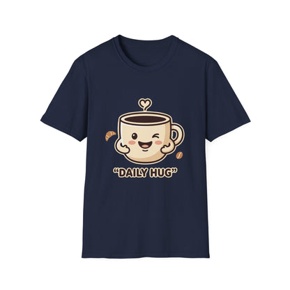 Coffee Cup T-Shirt — "Daily Hug" Cute Kawaii Coffee Tee