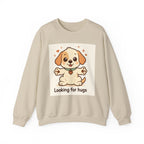 Looking for Hugs Sweatshirt — Cute Puppy Graphic Crewneck
