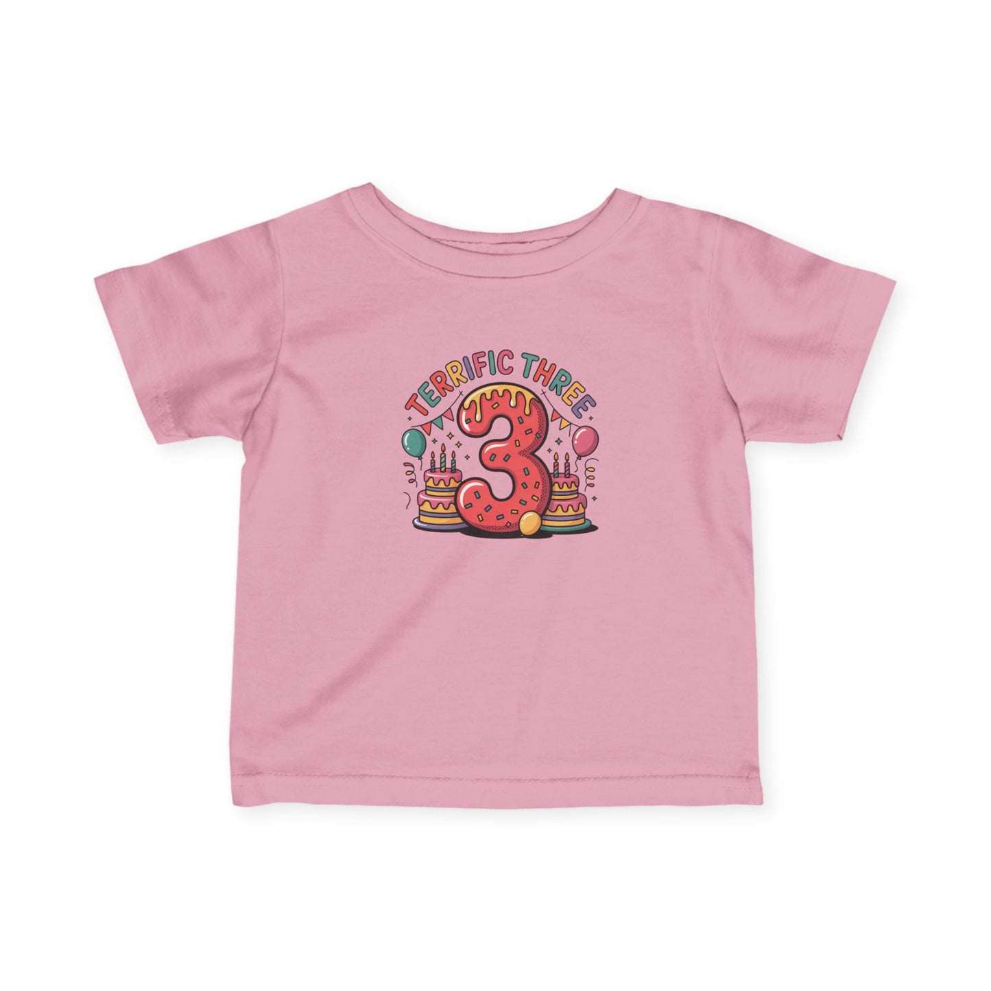 Terrific Three Birthday Tee for Infants