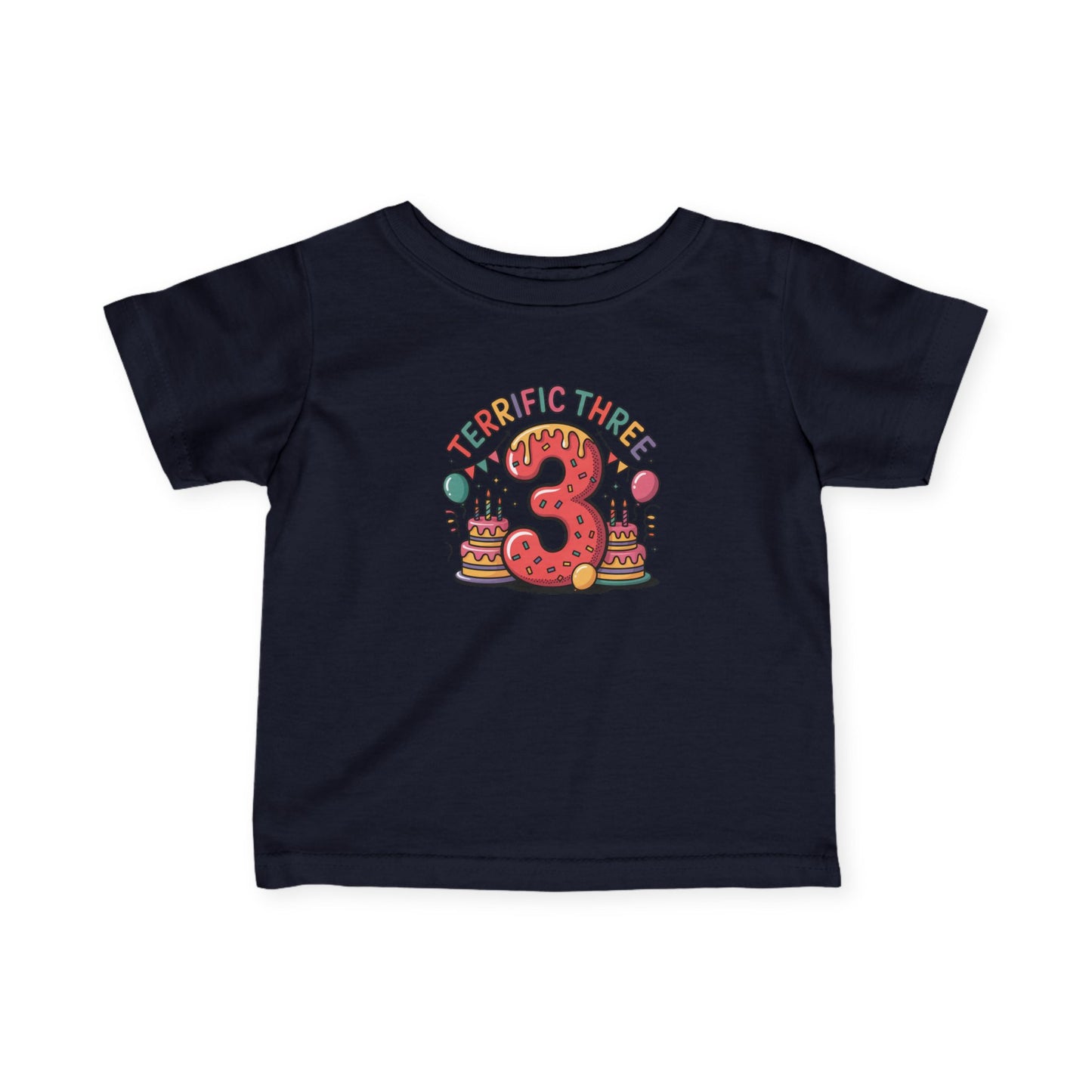 Terrific Three Birthday Tee for Infants