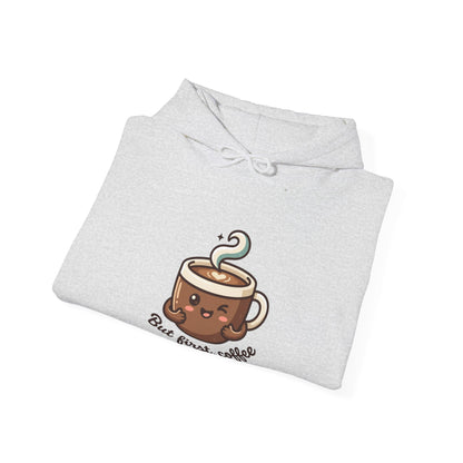 Hoodie — Cute "But First, Coffee" Coffee Cup Graphic Hoodie