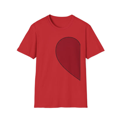 Half Heart Graphic T‑Shirt — Minimal Red Heart Tee