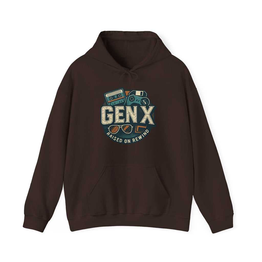 Gen X Hoodie – Retro Raised on Rewind Graphic Sweatshirt