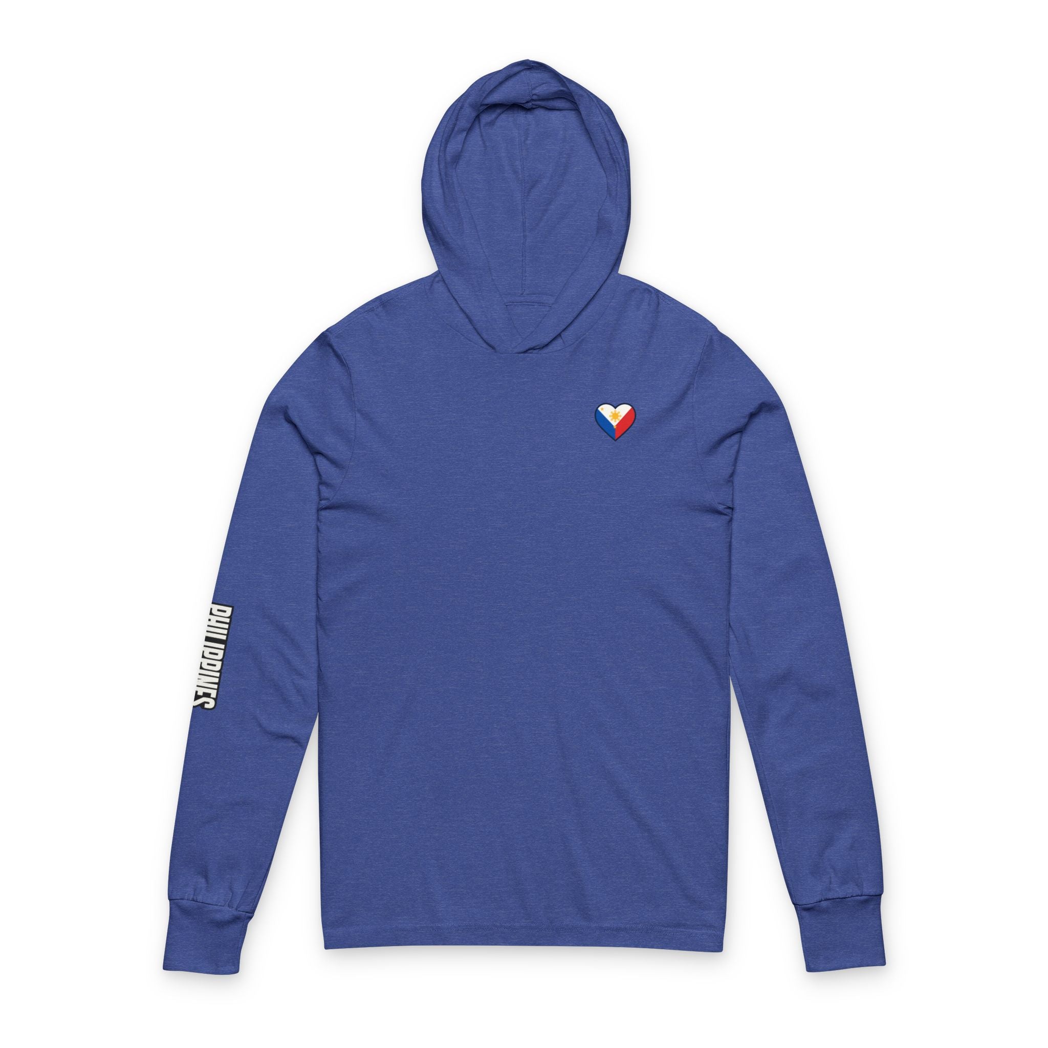 Philippine Flag Heart Hooded Tee — Philippines Map Back Long Sleeve Hooded Shirt