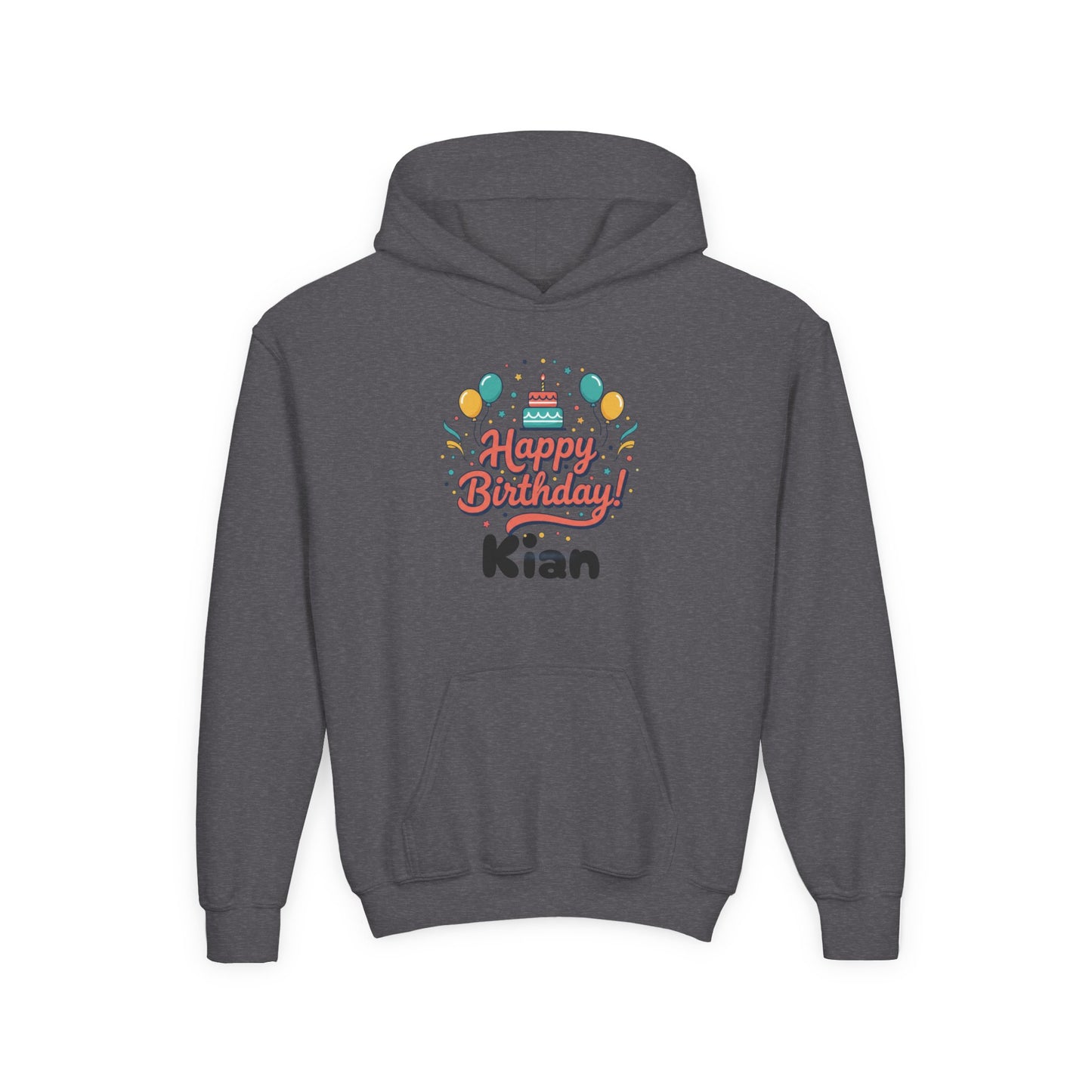 Kids' Birthday Hoodie - "Happy Birthday" Personalized Name Sweatshirt (Kian)