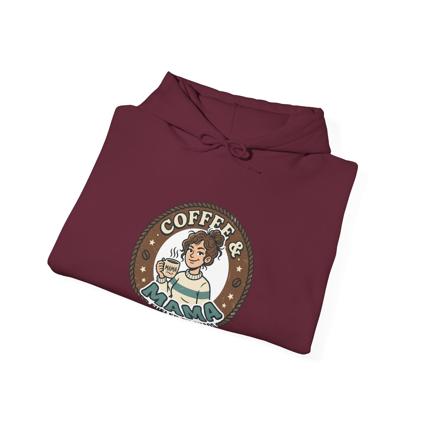 Coffee Mama Hoodie - Cute Retro Coffee Lover Pullover ("Coffee Mama - Fueled by Caffeine")