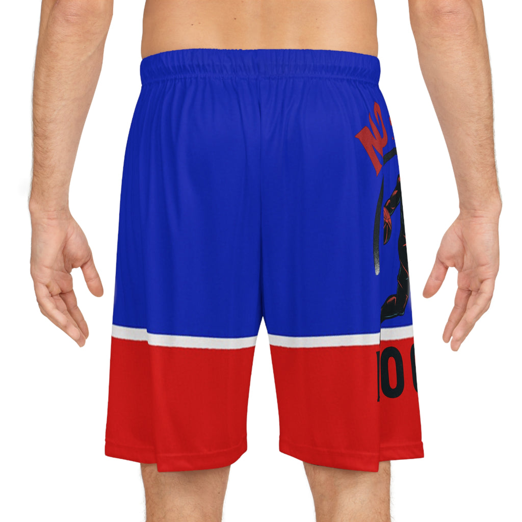 Basketball Shorts - Red & Blue 'No Game No Glory' AOP Athletic Shorts