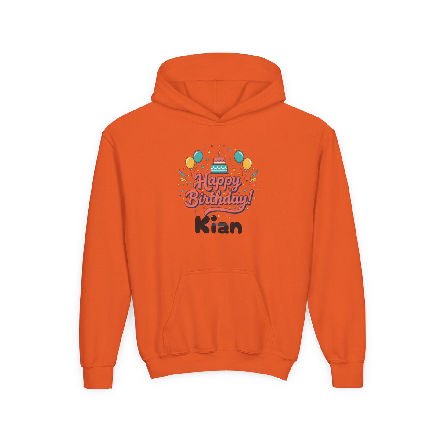 Kids' Birthday Hoodie - "Happy Birthday" Personalized Name Sweatshirt (Kian)