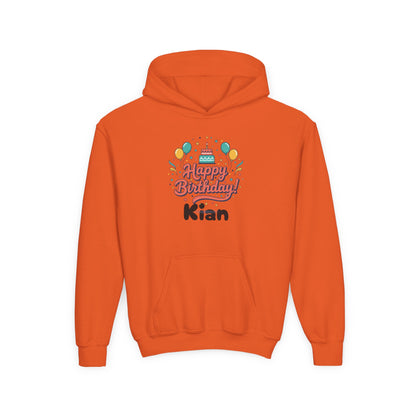 Kids' Birthday Hoodie - "Happy Birthday" Personalized Name Sweatshirt (Kian)