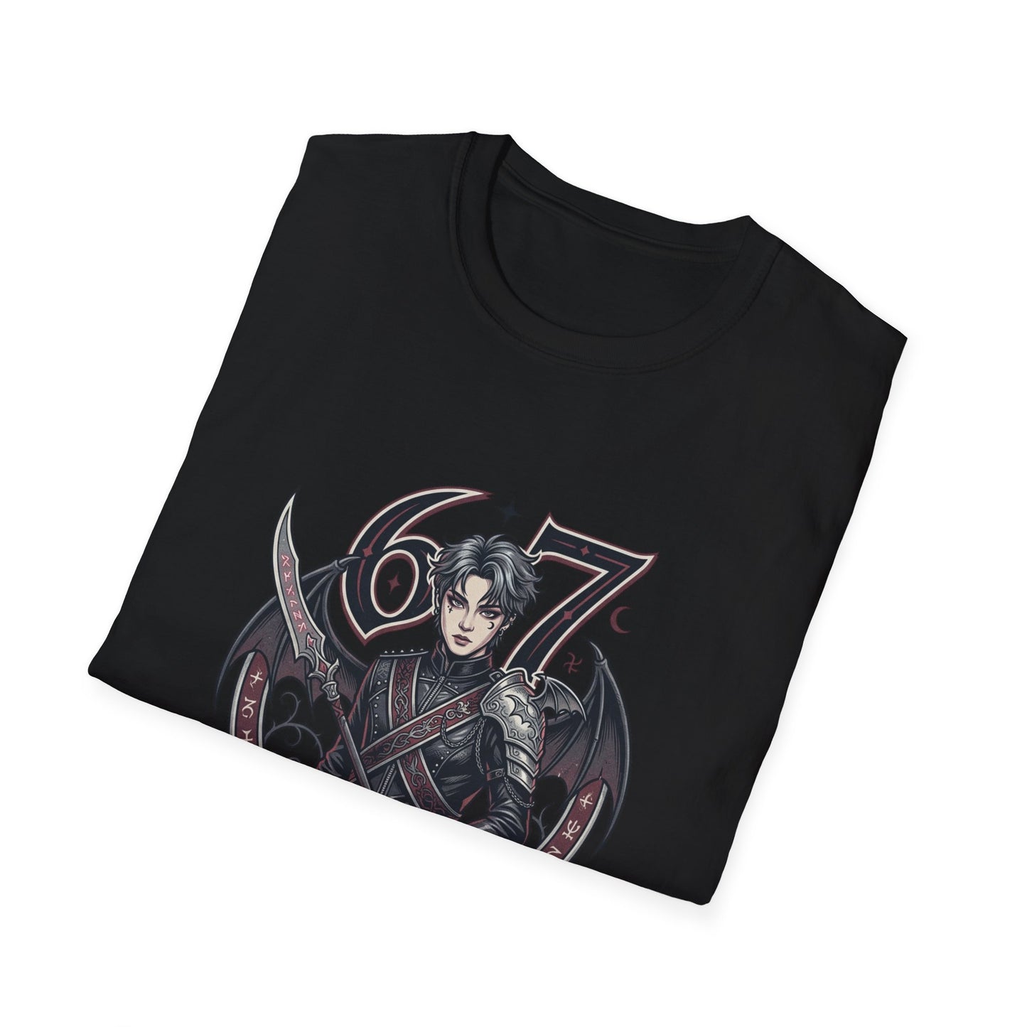 Gothic Demon Hunter T-Shirt — Knight with Wings Illustration