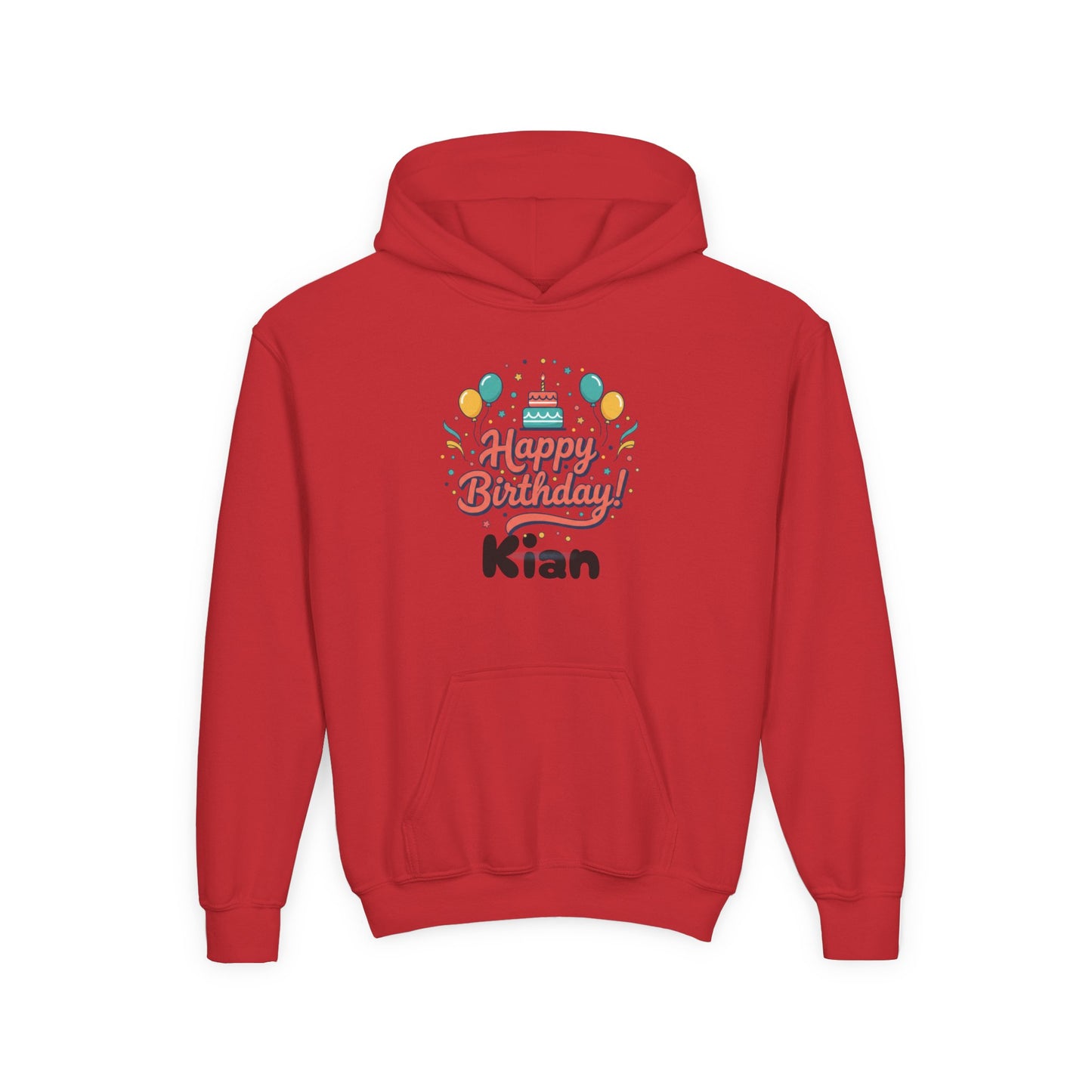 Kids' Birthday Hoodie - "Happy Birthday" Personalized Name Sweatshirt (Kian)