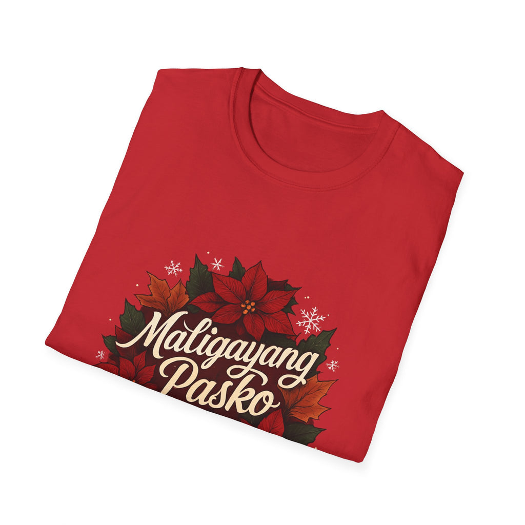 Maligayang Pasko 2025 T-Shirt — Filipino Christmas Poinsettia Holiday Tee