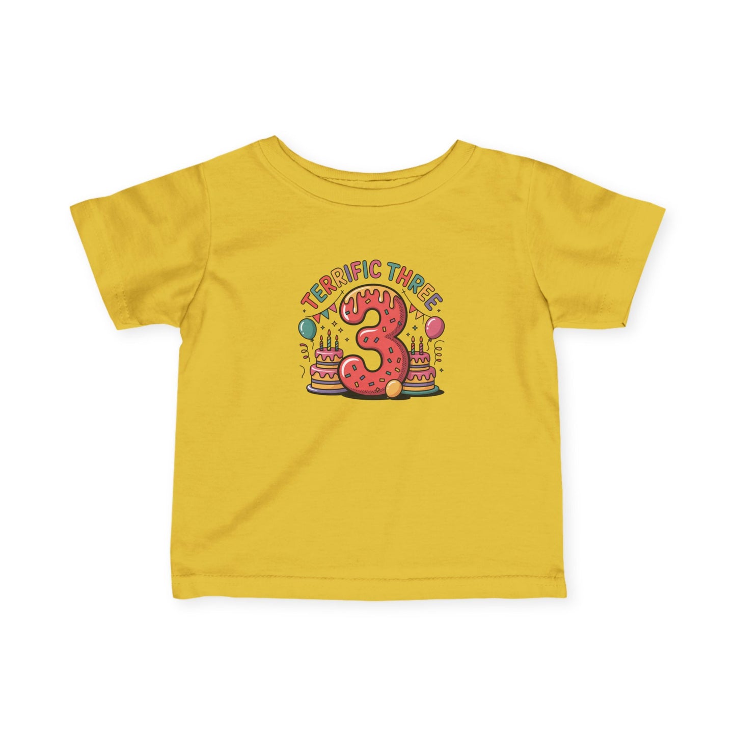Terrific Three Birthday Tee for Infants