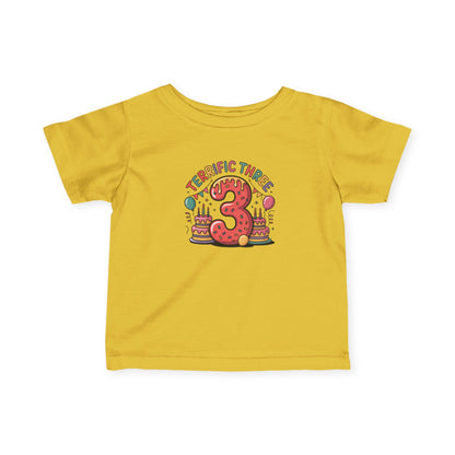 Terrific Three Birthday Tee for Infants