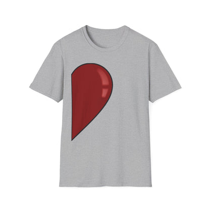 Half- Heart Half-Design T-Shirt — Minimal Red Heart Graphic Tee