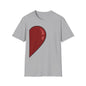 Half- Heart Half-Design T-Shirt — Minimal Red Heart Graphic Tee