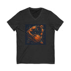 Basketball Player Art V-Neck Tee — Dynamic Court Action Graphic Shirt