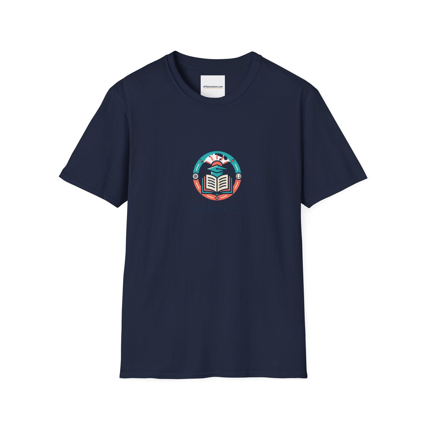 Student Life T-Shirt — Campus Book & Sunrise Design