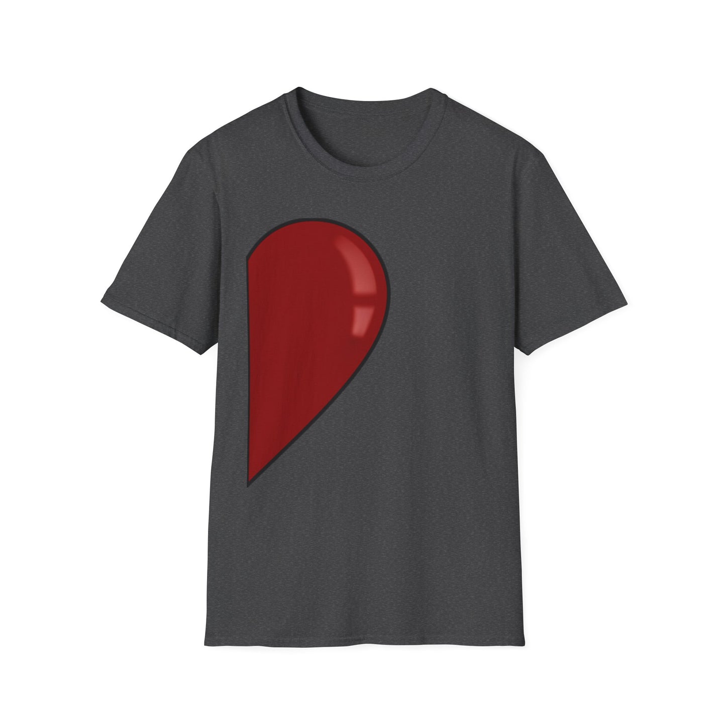 Half- Heart Half-Design T-Shirt — Minimal Red Heart Graphic Tee
