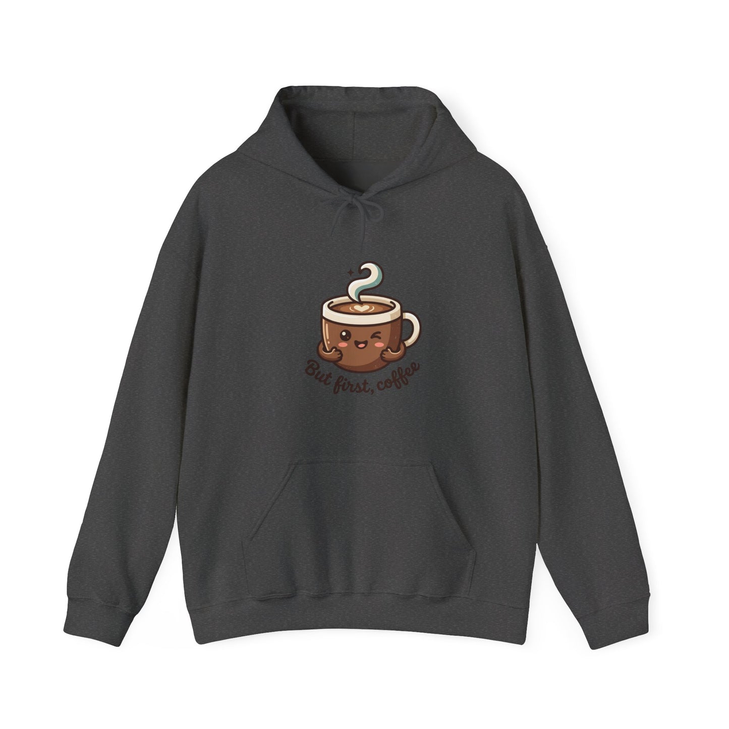 Hoodie — Cute "But First, Coffee" Coffee Cup Graphic Hoodie