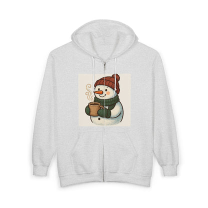 Snowman Hot Cocoa Zip Hoodie – Cozy Winter Holiday Sweatshirt
