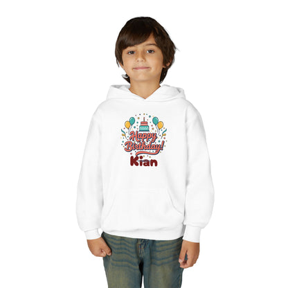 Kids' Birthday Hoodie - "Happy Birthday" Personalized Name Sweatshirt (Kian)