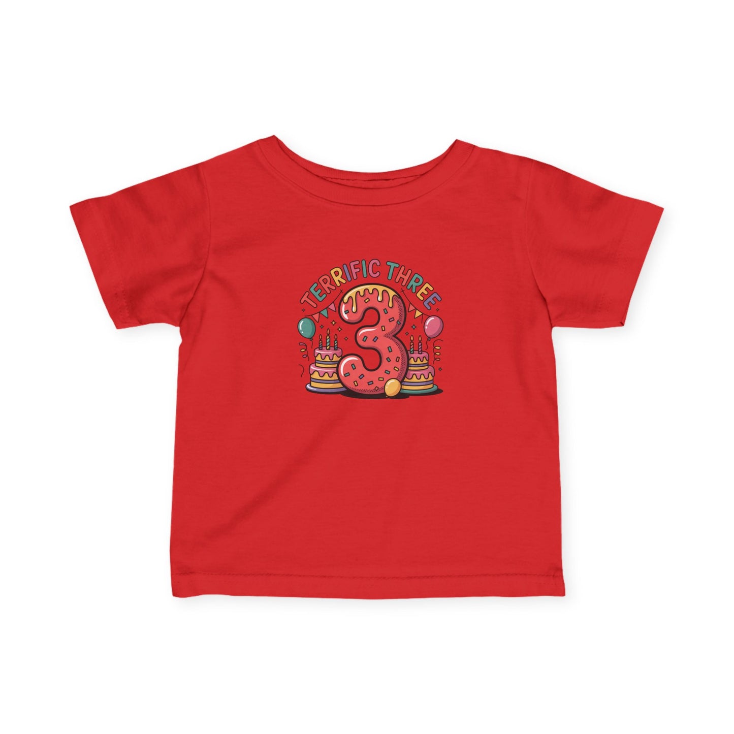 Terrific Three Birthday Tee for Infants