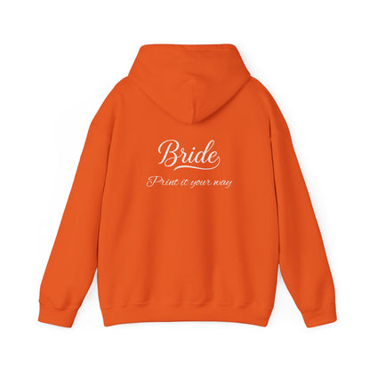 "Bride" White Script Hoodie — Bridal Wedding Party Pullover