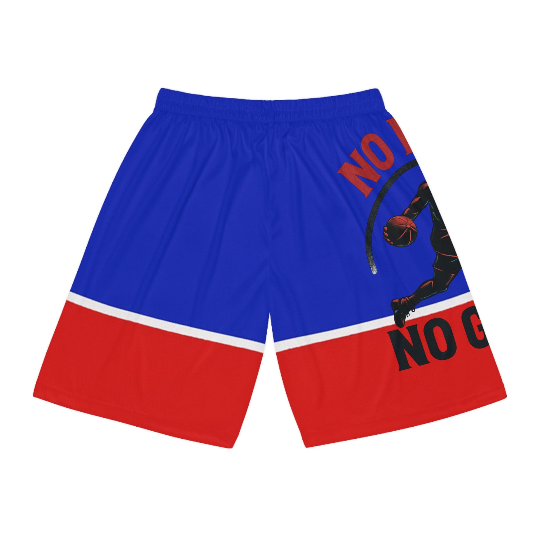 Basketball Shorts - Red & Blue 'No Game No Glory' AOP Athletic Shorts