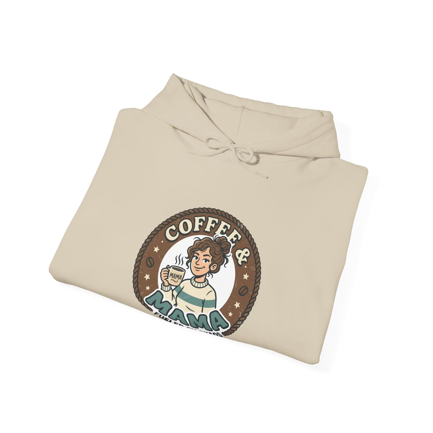 Coffee Mama Hoodie - Cute Retro Coffee Lover Pullover ("Coffee Mama - Fueled by Caffeine")