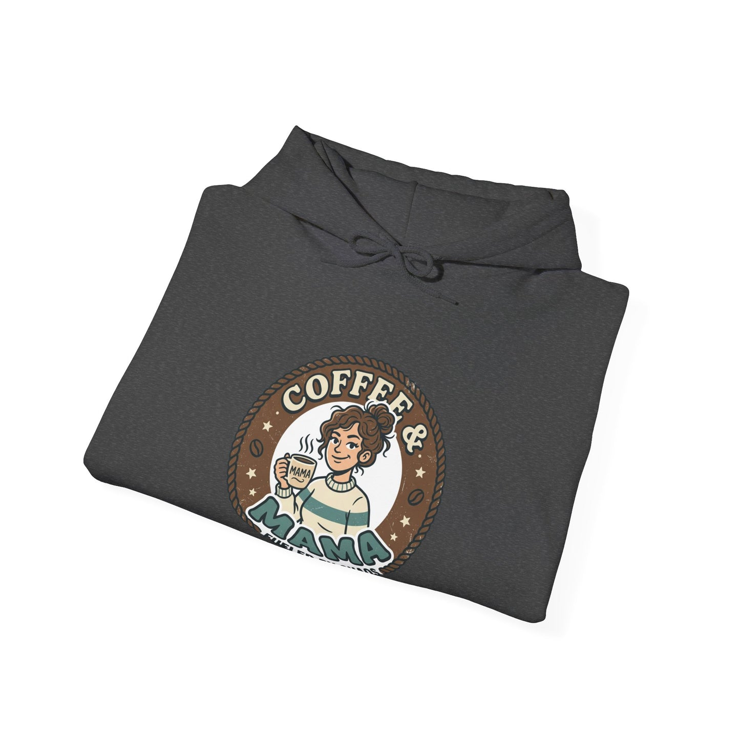 Coffee Mama Hoodie - Cute Retro Coffee Lover Pullover ("Coffee Mama - Fueled by Caffeine")