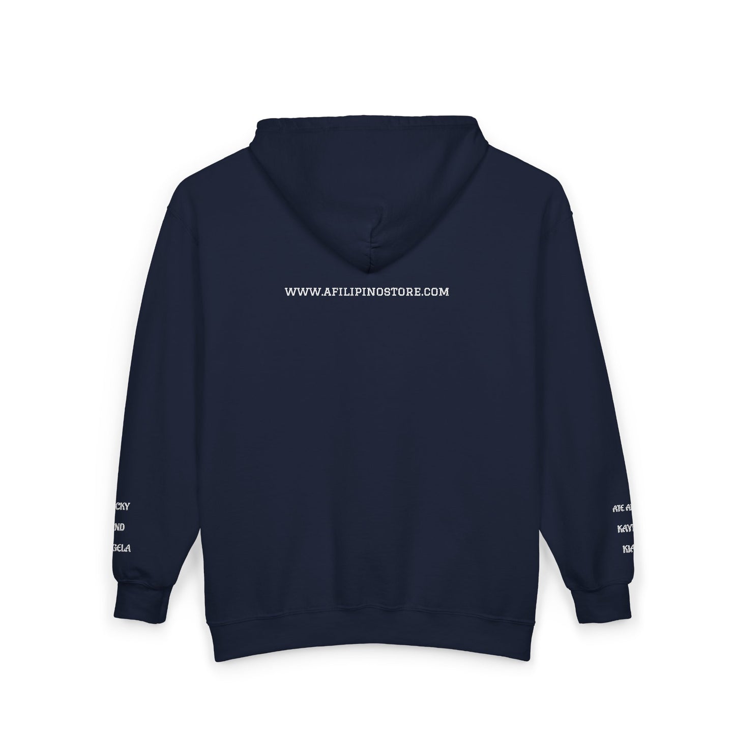 Embroidered Zip Hoodie - Personalized Ready, Designs in front, left and right wrist, and back  (Magdasoc Family with website at the back)
