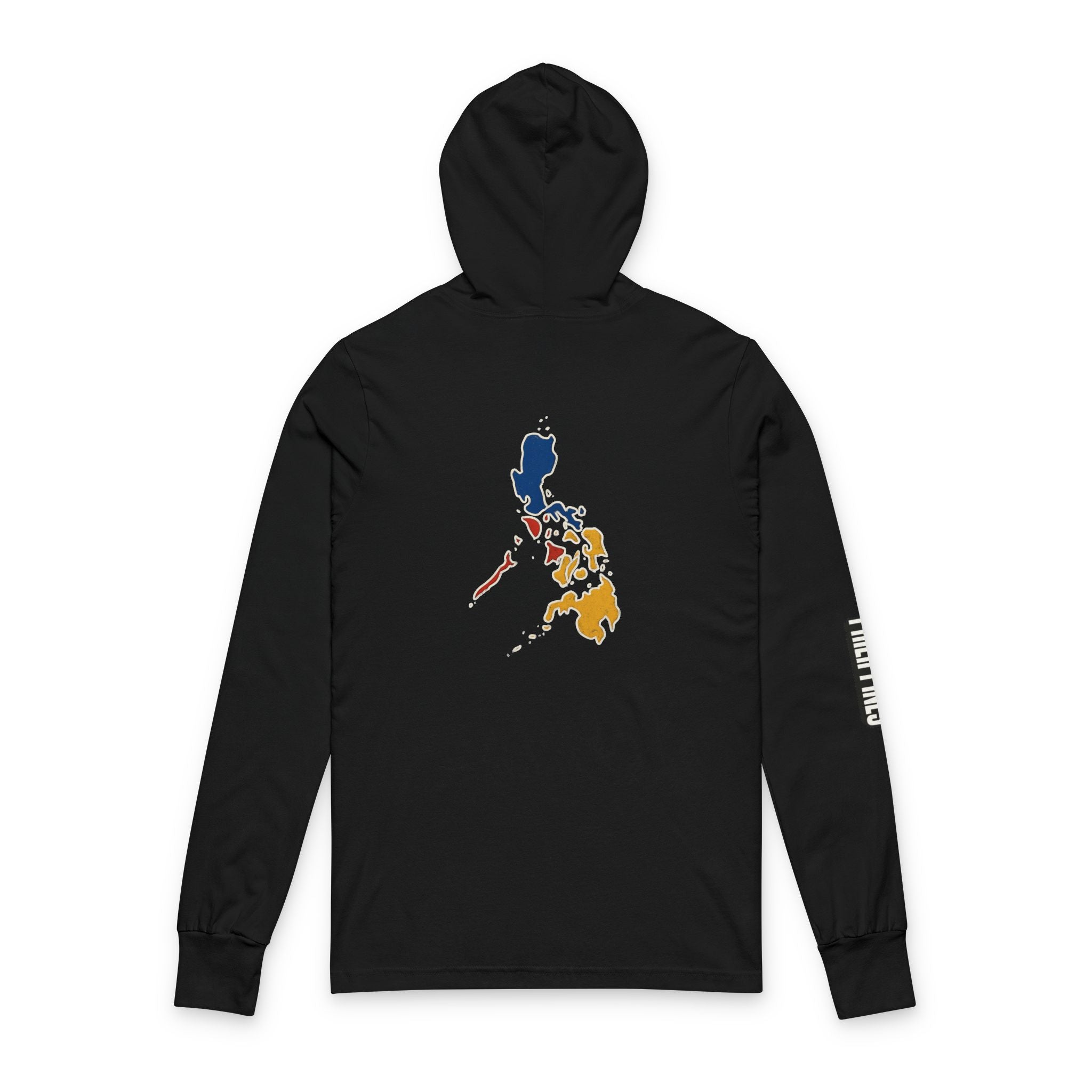 Philippine Flag Heart Hooded Tee — Philippines Map Back Long Sleeve Hooded Shirt