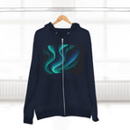Aurora Wave Zip Hoodie — Northern Lights Abstract Graphic Hoodie