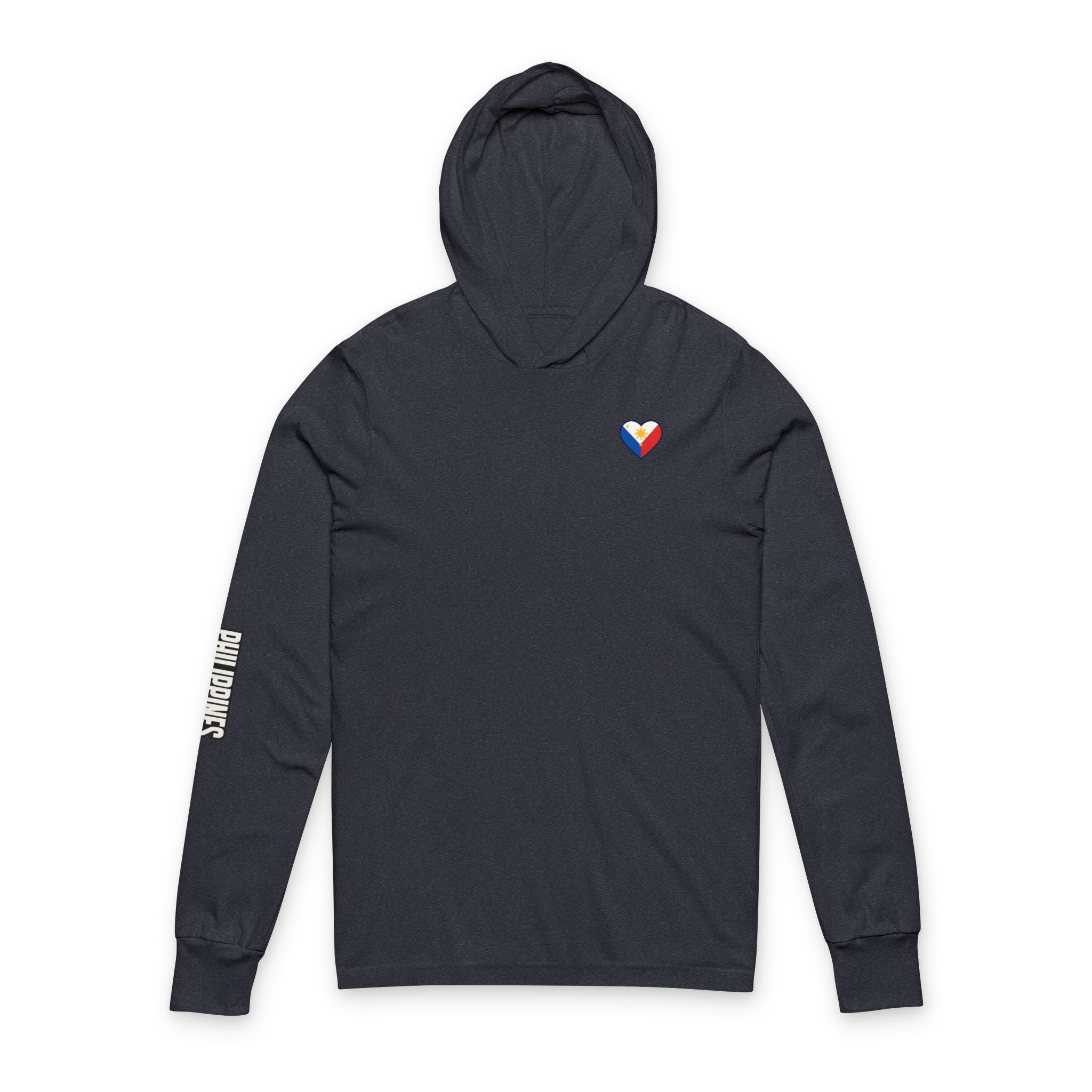 Philippine Flag Heart Hooded Tee — Philippines Map Back Long Sleeve Hooded Shirt