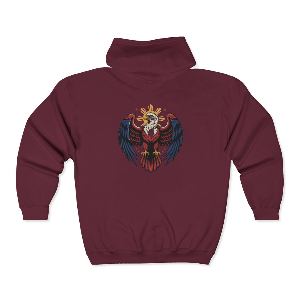 Eagle Crest Zip Hoodie — Crowned Heraldic Eagle Full-Zip Sweatshirt