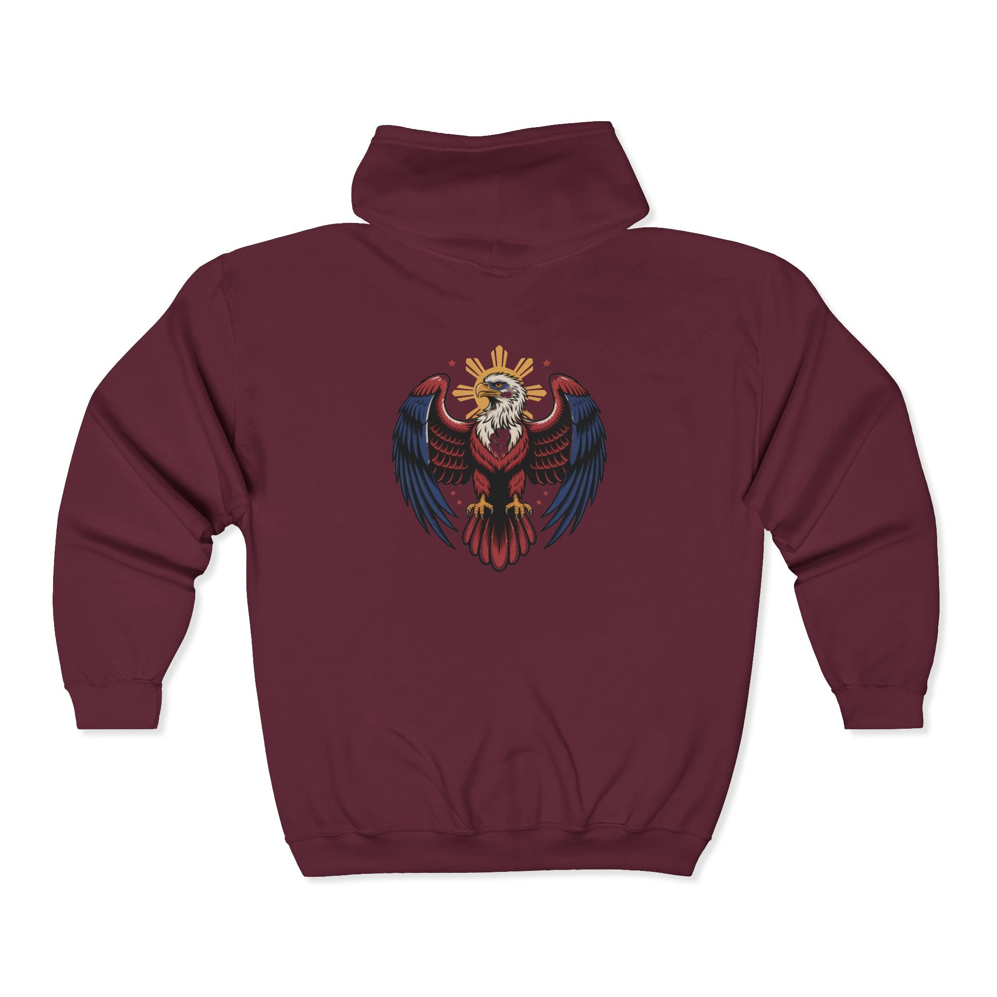Eagle Crest Zip Hoodie — Crowned Heraldic Eagle Full-Zip Sweatshirt