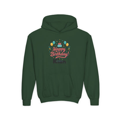 Kids' Birthday Hoodie - "Happy Birthday" Personalized Name Sweatshirt (Kian)
