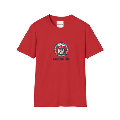 Student Life T-Shirt — Campus Book & Sunrise Design