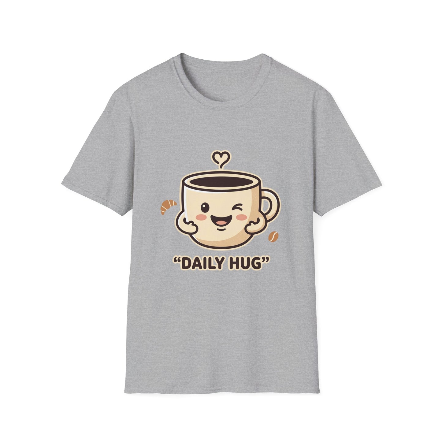 Coffee Cup T-Shirt — "Daily Hug" Cute Kawaii Coffee Tee