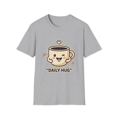 Coffee Cup T-Shirt — "Daily Hug" Cute Kawaii Coffee Tee