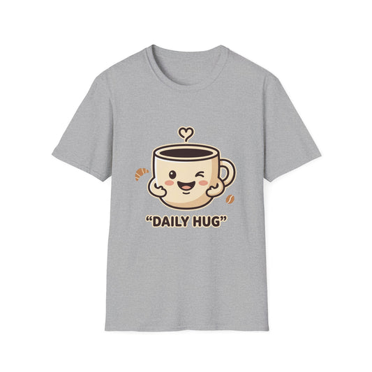 Coffee Cup T-Shirt — "Daily Hug" Cute Kawaii Coffee Tee