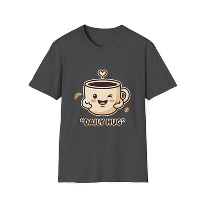 Coffee Cup T-Shirt — "Daily Hug" Cute Kawaii Coffee Tee