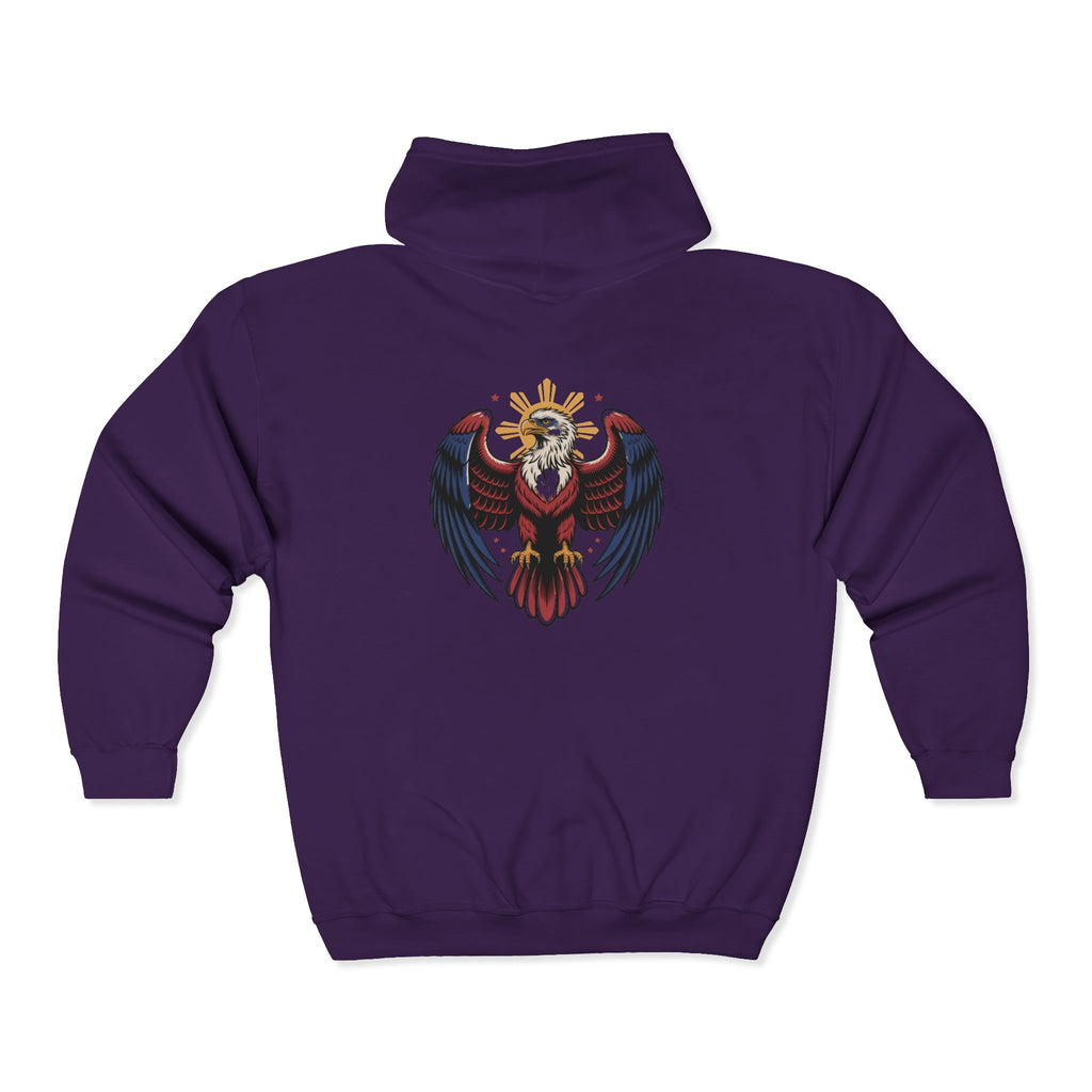 Eagle Crest Zip Hoodie — Crowned Heraldic Eagle Full-Zip Sweatshirt