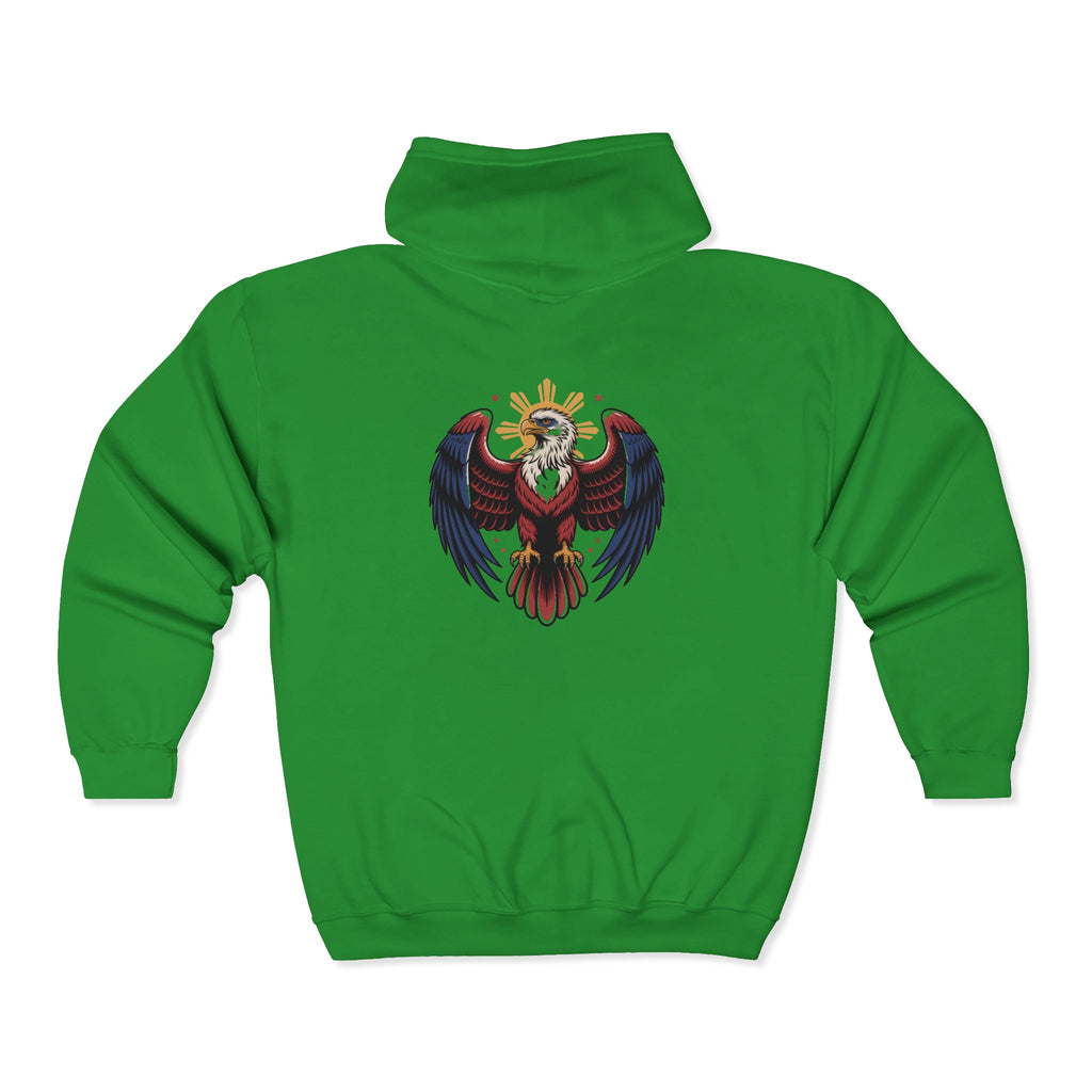 Eagle Crest Zip Hoodie — Crowned Heraldic Eagle Full-Zip Sweatshirt