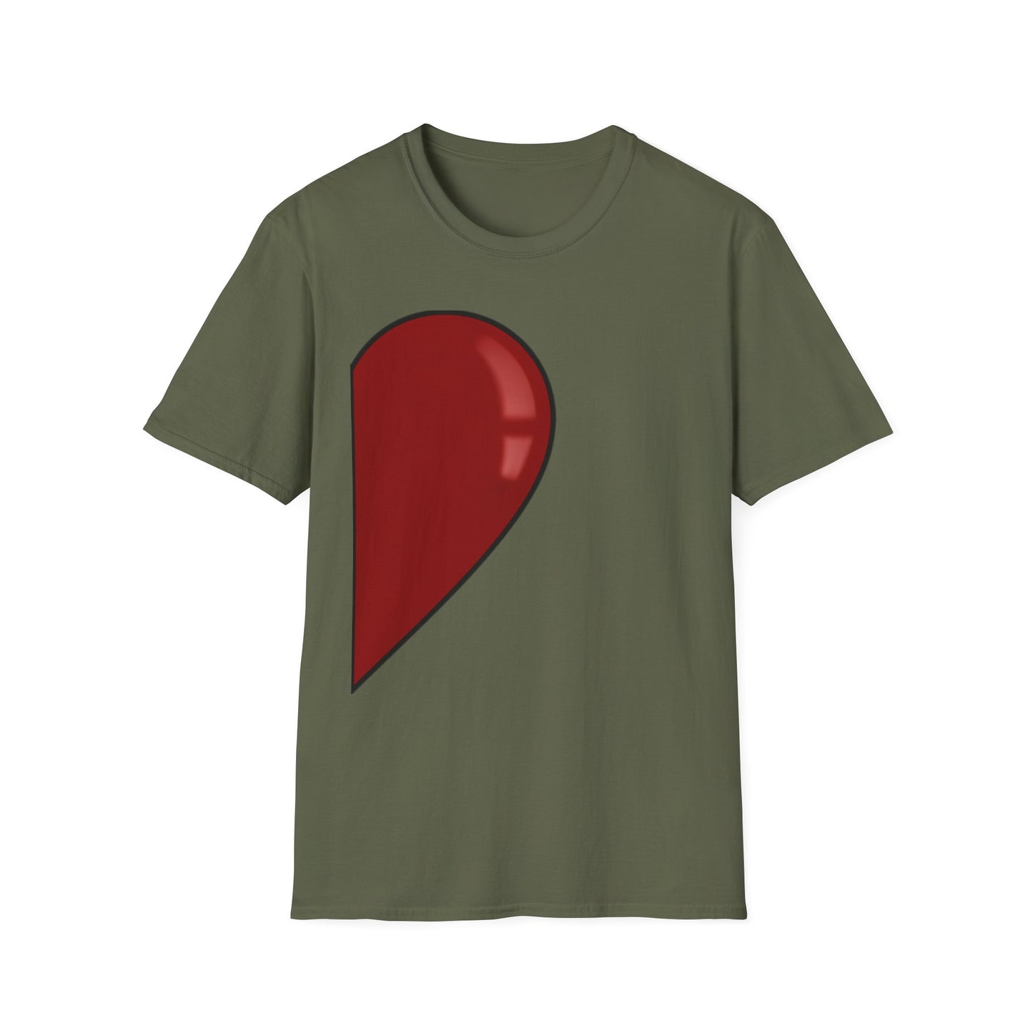 Half- Heart Half-Design T-Shirt — Minimal Red Heart Graphic Tee
