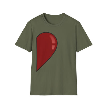 Half- Heart Half-Design T-Shirt — Minimal Red Heart Graphic Tee