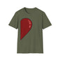 Half- Heart Half-Design T-Shirt — Minimal Red Heart Graphic Tee