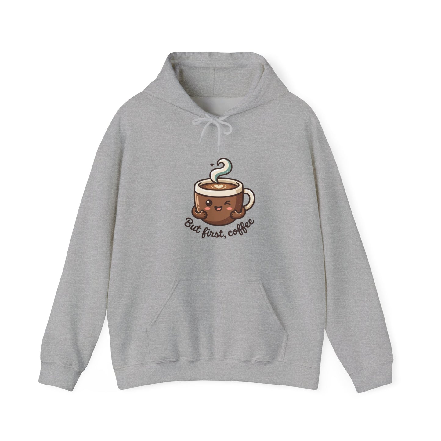Hoodie — Cute "But First, Coffee" Coffee Cup Graphic Hoodie